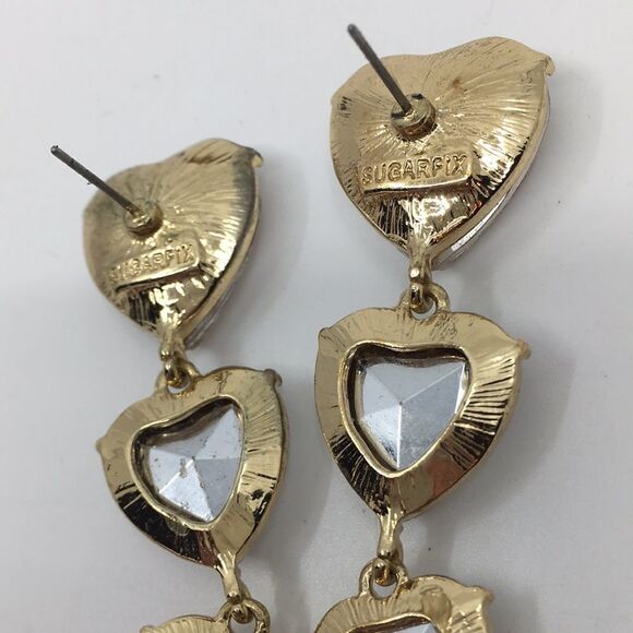 Sugarfix by Bauble Bar Heart Long Dangle Bling Earrings - Picture 12 of 14